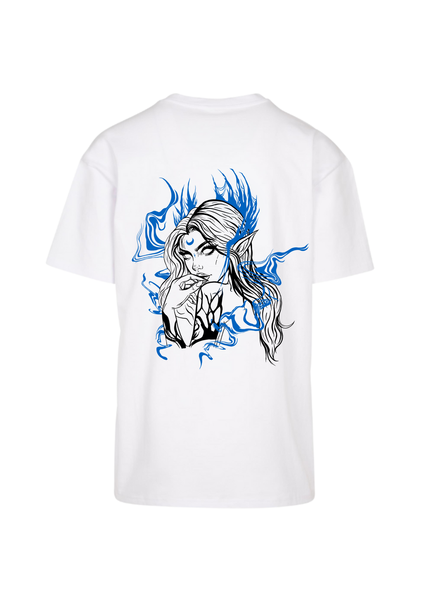 Oversized Long T-Shirt Evelyn White - Blue