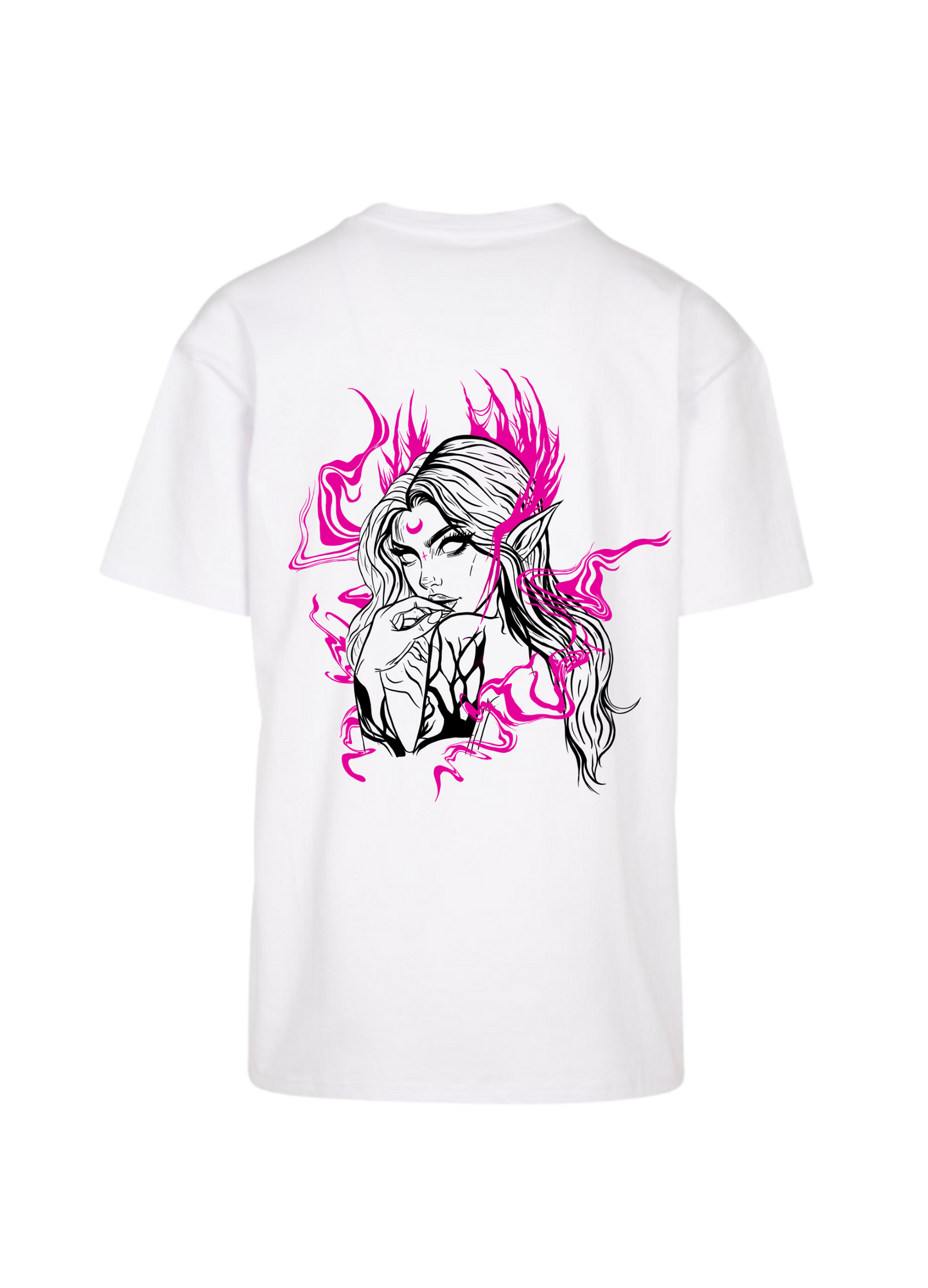Oversized Long T-Shirt Evelyn White - Pink
