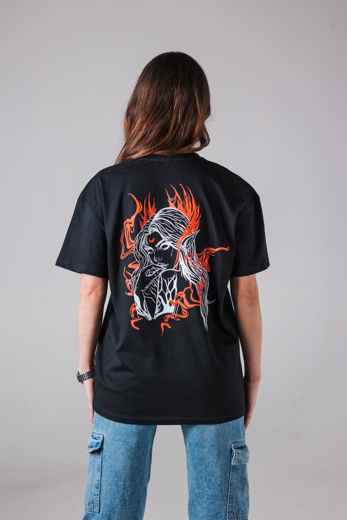 Oversized Long T-Shirt Evelyn Black - Red