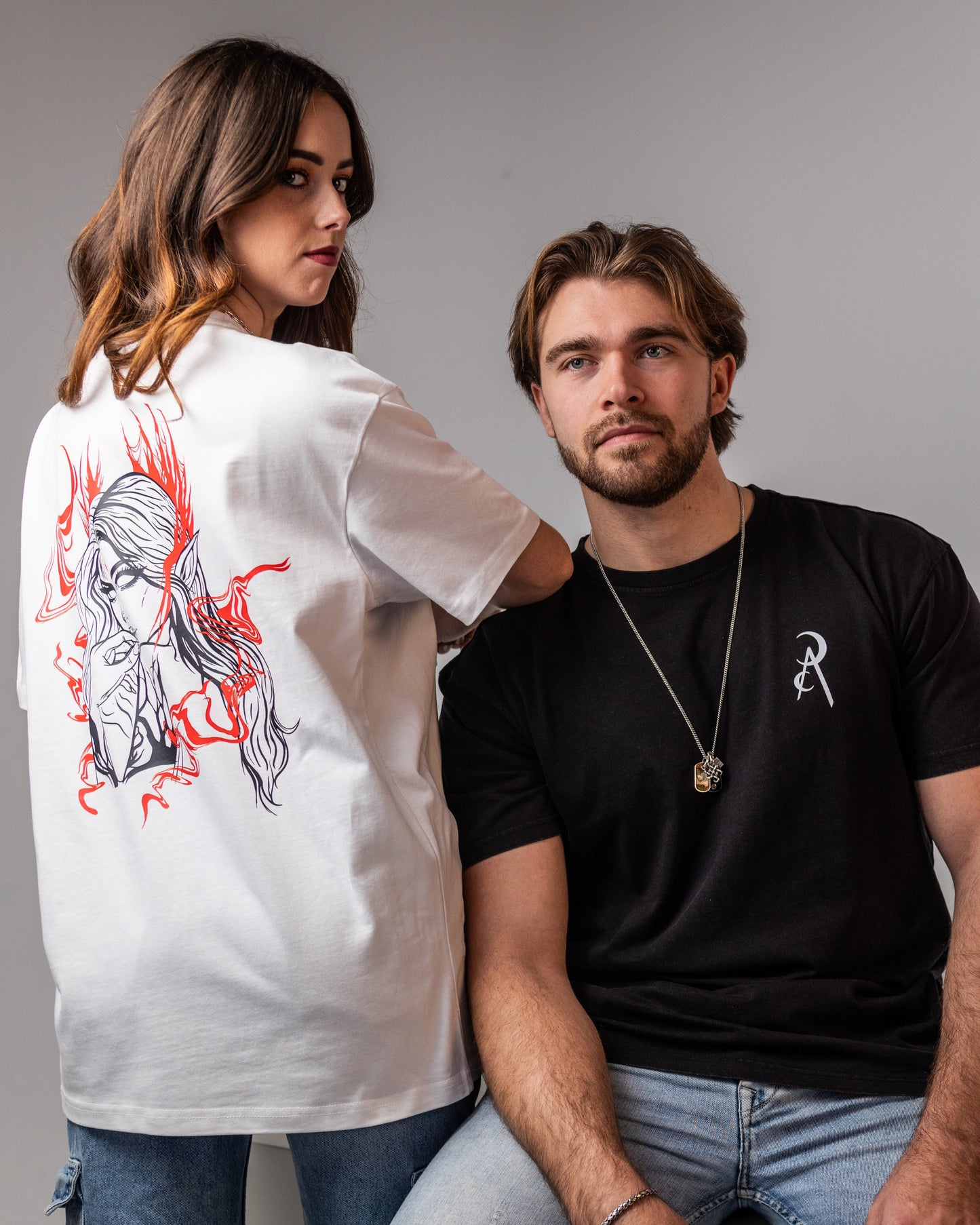 Oversized Long T-Shirt Evelyn White - Red