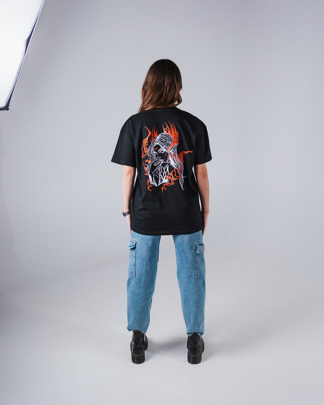 Oversized Long T-Shirt Evelyn Black - Red