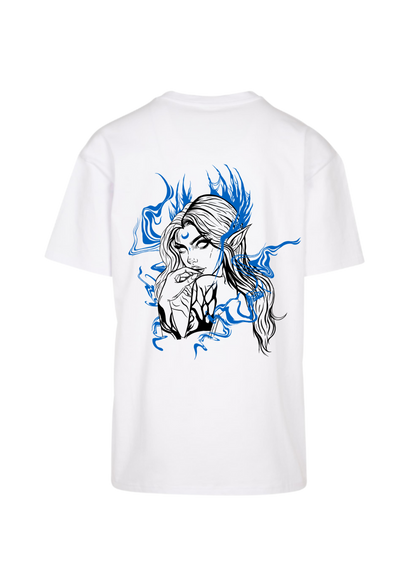 Oversized Long T-Shirt Evelyn White - Blue