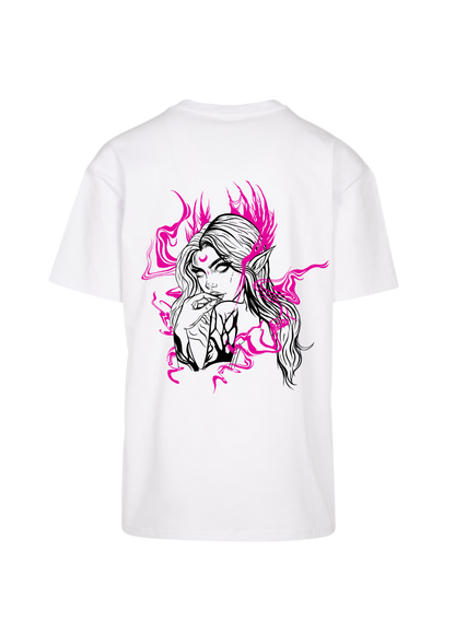 Oversized Long T-Shirt Evelyn White - Pink
