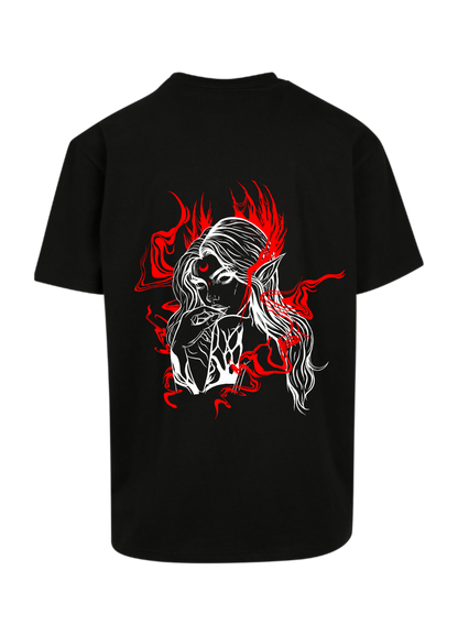 Oversized Long T-Shirt Evelyn Black - Red