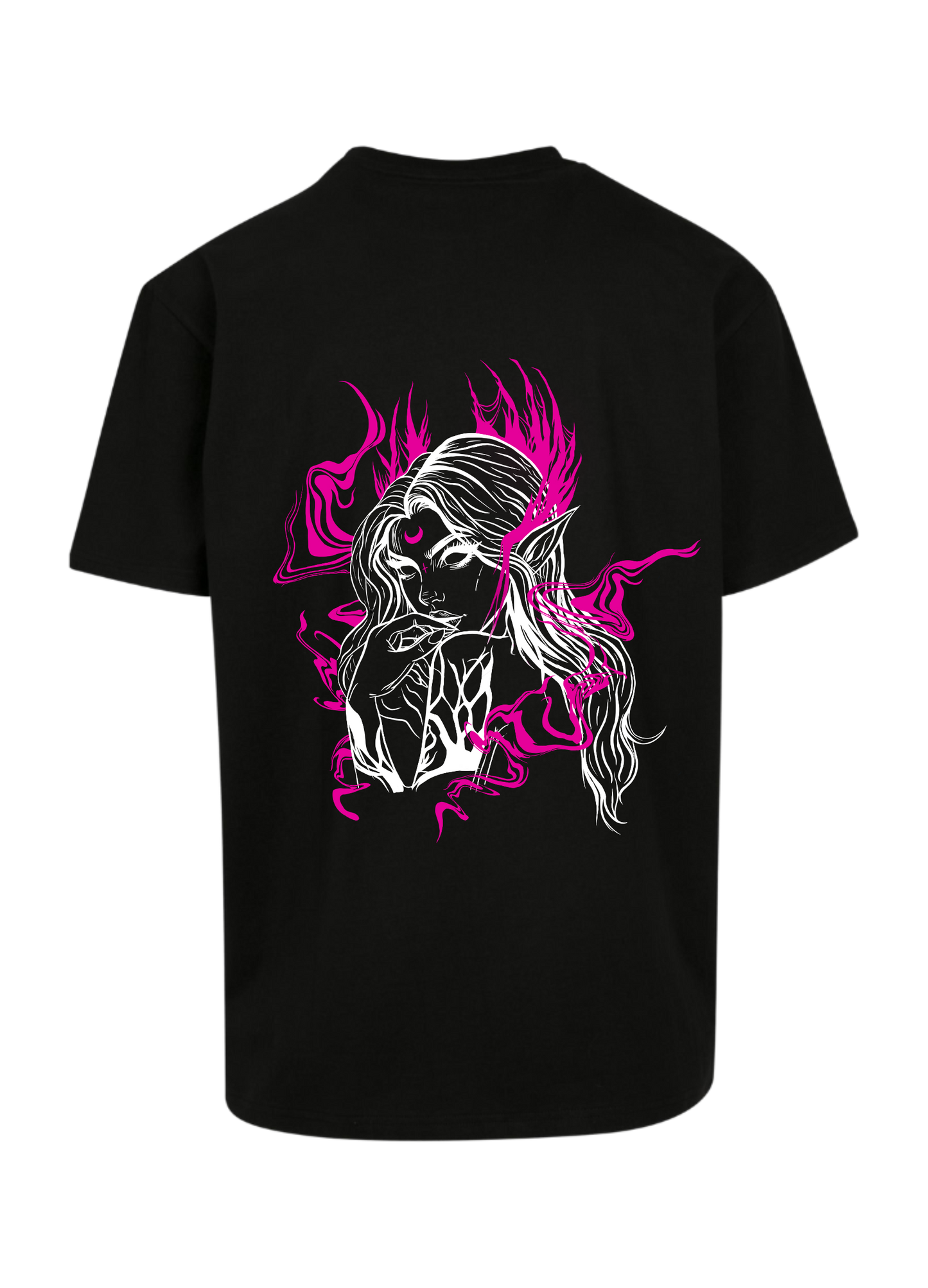 Oversized Long T-Shirt Evelyn Black - Pink