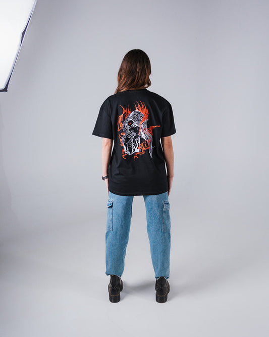 Oversized Long T-Shirt Evelyn Black - Red